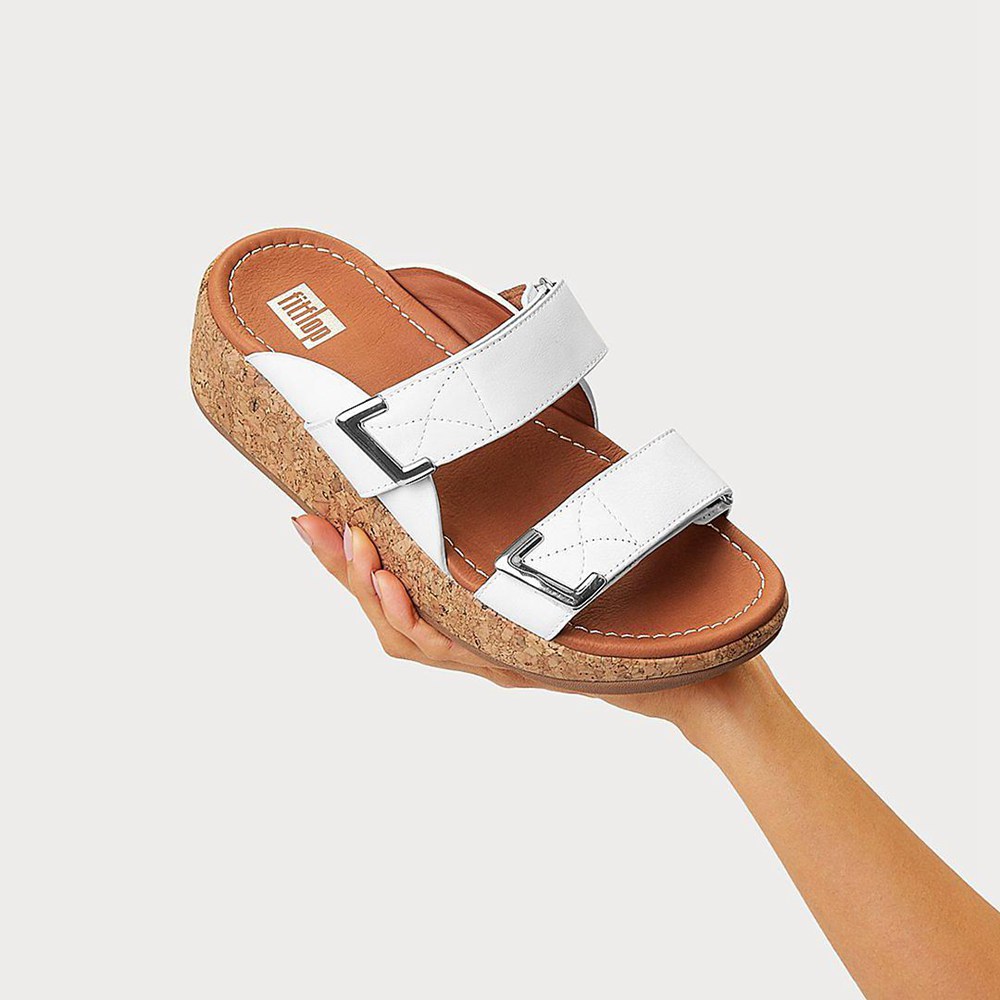 Fitflop Womens Slides White - Remi Adjustable Leather - HP3752096